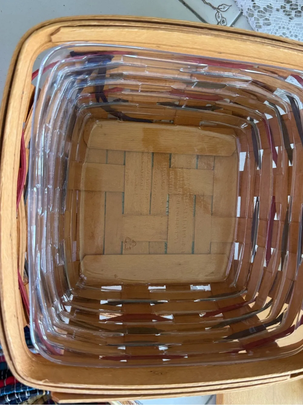 Longaberger All American Basket Lid Liner Protector Tie On Patriotic 1997